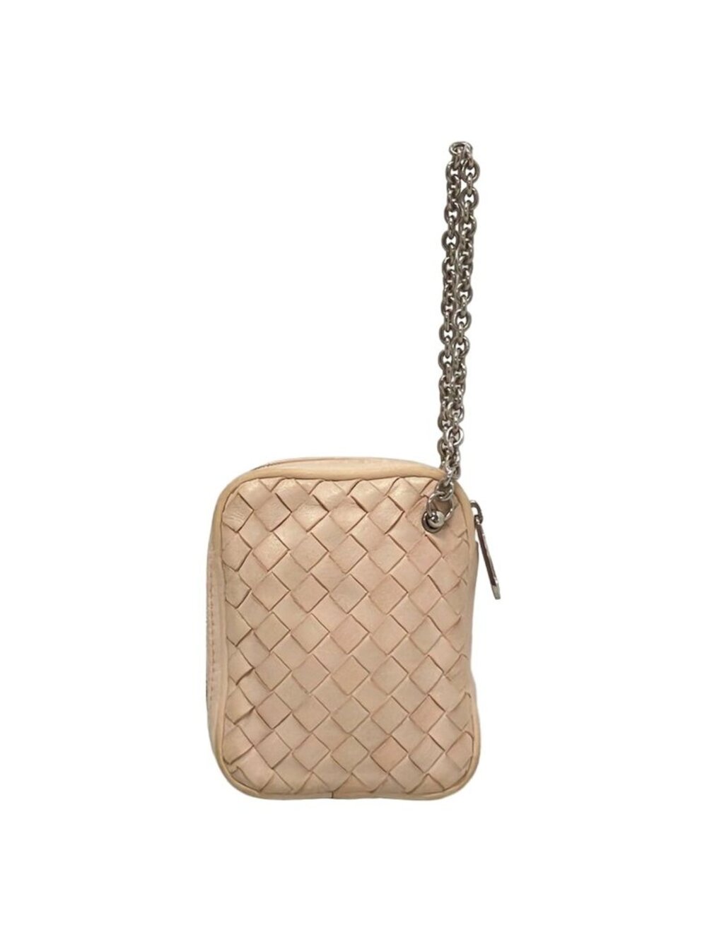 Bottega Veneta Pouch Intrecciato Pink Beige Chain Handle Leather
